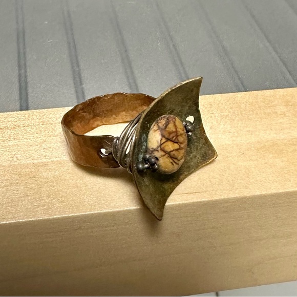 Copper, brass, and silver ring (size 7.25) - Picture 2 of 6